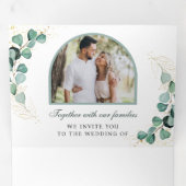 Invitation Trois Volets Eucalyptus Arch Photo Tout en un QR Code Mariage (Intérieur en premier)