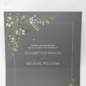 Invitation Trois Volets Eucalyptus Botanique Sage Vert Script Mariage Tri (Intérieur en premier)