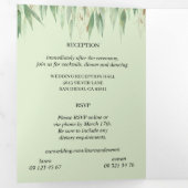 Invitation Trois Volets Eucalyptus Cadre Vert Or Feuillage Aquarelle (Intérieur en premier)