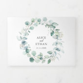 Invitation Trois Volets Eucalyptus Elégant Mariage de code QR (Page de couverture)