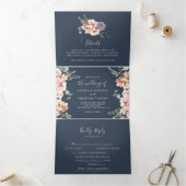 Invitation Trois Volets Eucalyptus Garden Rose Mariage Floral (Intérieur)