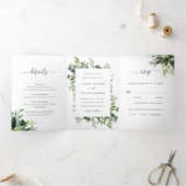 Invitation Trois Volets Eucalyptus Green Foliage Mariage Photo (Intérieur)