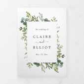 Invitation Trois Volets Eucalyptus Green Foliage Mariage Photo (Page de couverture)