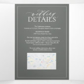 Invitation Trois Volets Eucalyptus Green Leafer Crest Monogram Mariage (Intérieur au milieu)