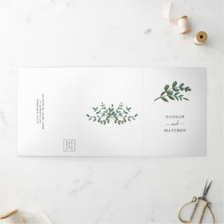 Invitation Trois Volets Eucalyptus Green Minimaliste Mariage élégant