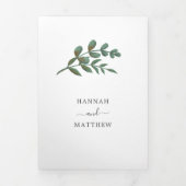 Invitation Trois Volets Eucalyptus Green Minimaliste Mariage élégant (Page de couverture)
