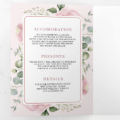 Invitation Trois Volets Eucalyptus rose pâle en un seul Mariage (Intérieur en premier)