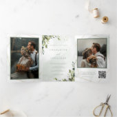 Invitation Trois Volets Eucalyptus tout en un QR Code Mariage photo (Intérieur)