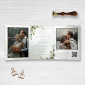 Invitation Trois Volets Eucalyptus tout en un QR Code Mariage photo