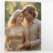 Invitation Trois Volets Exquisite Chic Minimalist Gold Wedding Initials (Intérieur en premier)