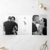 Invitation Trois Volets Exquisite Minimalist Black White Wedding 4 Photos (Intérieur)