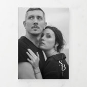 Invitation Trois Volets Exquisite Minimalist Black White Wedding 4 Photos (Page de couverture)