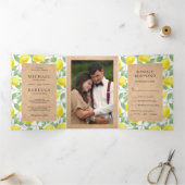 Invitation Trois Volets Fairepart de mariage Kraft avec verdure de verger (Intérieur)