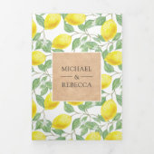 Invitation Trois Volets Fairepart de mariage Kraft avec verdure de verger (Page de couverture)