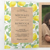 Invitation Trois Volets Fairepart de mariage Kraft avec verdure de verger (Intérieur en premier)