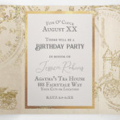 Invitation Trois Volets Fairy Tale Thème Château Carriage Parties scintill (Intérieur au milieu)