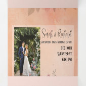 Invitation Trois Volets Fairytale Garden Sparkle Mariage Blush Rose (Intérieur au milieu)