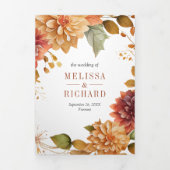 Invitation Trois Volets Fall Dahlia Floral Mason Jar QR Code Mariage (Page de couverture)