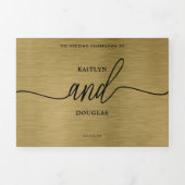 Invitation Trois Volets Faux Gold Metal Texture Mariage Suite (Page de couverture)