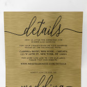 Invitation Trois Volets Faux Gold Metal Texture Mariage Suite (Intérieur en premier)