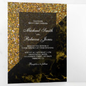 Invitation Trois Volets Faux Gold Parties scintillant Gold Marbre Mariage (Intérieur en premier)