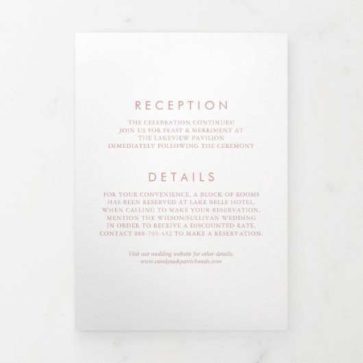 Invitation Trois Volets Faux Rose Gold Foil Confetti Dots Mariage blanc (Page de couverture)