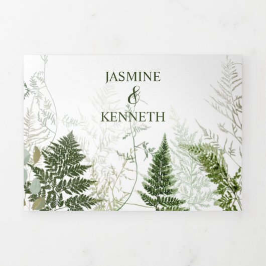 Invitation Trois Volets Fermes sauvages Succulents Eucalyptus Mariage vert (Page de couverture)