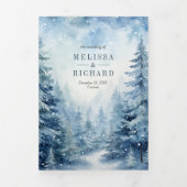 Invitation Trois Volets Festif Village d'hiver QR Code Mariage (Page de couverture)