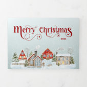 Invitation Trois Volets Festive Houses Trifold Christmas Holiday Card (Page de couverture)