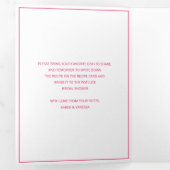 Invitation Trois Volets Fête des mariées Fuchsia Potluck avec carte de rec (Intérieur en premier)