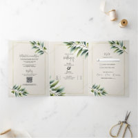 Feuille d'olive verte os blanc et or mariage rusti