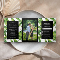 Feuilles de bananier vert et noir Mariage tropical