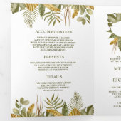 Invitation Trois Volets Feuilles de palmiers séchés par le Boho tropical e (Intérieur en premier)