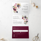 Invitation Trois Volets Figes d'aquarelle et fleurs d'automne Mariage (Intérieur)