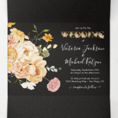 Invitation Trois Volets Fleur Jardin fleuri Dark & Moody Mariage (Intérieur au milieu)