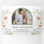 Invitation Trois Volets Fleur sauvage Arch Photo tout en un Mariage de cod (Intérieur en premier)