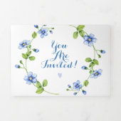 Invitation Trois Volets Fleur sauvage bleu Floral Mariage (Page de couverture)