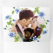 Invitation Trois Volets Fleur sauvage bleu Floral Mariage (Intérieur en premier)