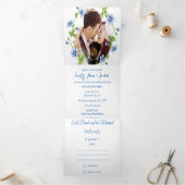 Invitation Trois Volets Fleur sauvage bleu  Floral Mariage (Intérieur)