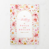 Invitation Trois Volets Fleur sauvage Elegant Boho Garden Mariage Photo (Page de couverture)