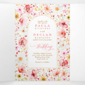 Invitation Trois Volets Fleur sauvage Elegant Boho Garden Mariage Photo (Intérieur au milieu)