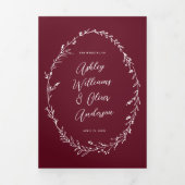 Invitation Trois Volets Fleur sauvage rustique Bourgogne Boho Mariage phot (Page de couverture)