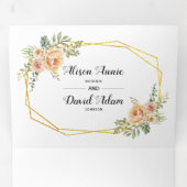 Invitation Trois Volets Fleurs d'aquarelle, typographie mariage floral (Intérieur en premier)