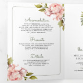 Invitation Trois Volets Fleurs de pivoine rose tendre Pot Mason Code QR Ma (Intérieur en premier)