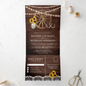 Invitation Trois Volets Fleurs de soleil en bois rustique fer à cheval Mar (Intérieur)