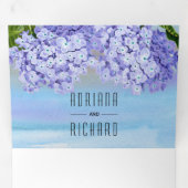 Invitation Trois Volets Fleurs d'hydrangée bleu aquarelle mariage floral (Intérieur en premier)