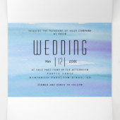 Invitation Trois Volets Fleurs d'hydrangée bleu aquarelle mariage floral (Intérieur au milieu)