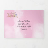 Invitation Trois Volets Fleurs roses et ciel étoilé rose (Page de couverture)