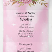 Invitation Trois Volets Fleurs roses et ciel étoilé rose (Intérieur au milieu)