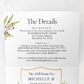 Invitation Trois Volets Fleurs Rouges Verdure Tout en un Mariage chrétien (Intérieur en premier)
